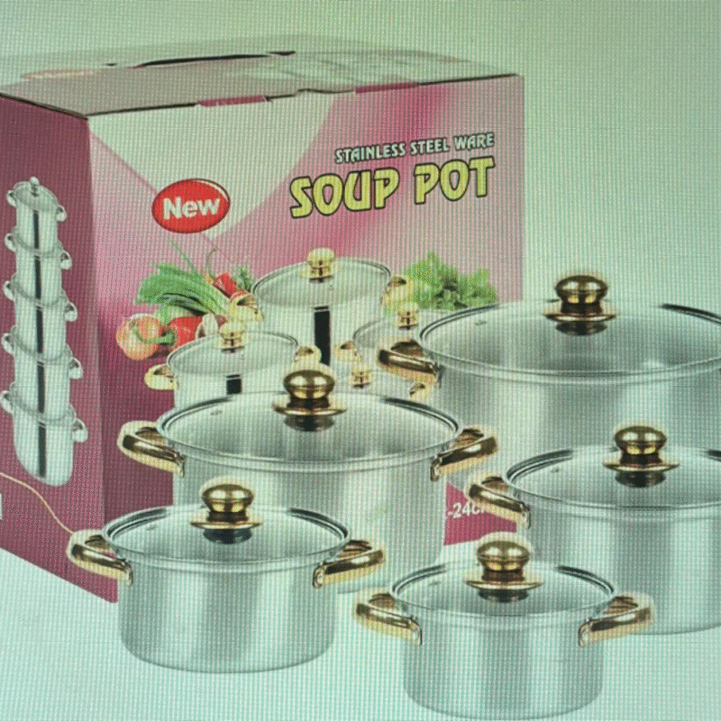 Stainless Steel Gold Soup Pot Set of 5